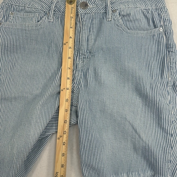 Seven 7 Sunset Bermuda Shorts Womens Size 12 White Blue Stripe High Rise - Picture 7 of 10